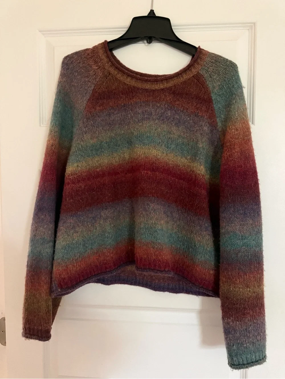 Madewell Multicolor Striped Crewneck Sweater - Teal, Rust, Purple